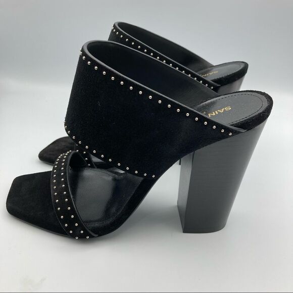 Saint Laurent Oak Woman’s Mule Suede Sandal Size 37 US 7 - Picture 5 of 10